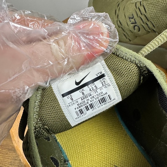 Nike Air Max 270 Mens Olive Green Running Lifestyle Shoes Size 9 AH8050-201 - Picture 5 of 8